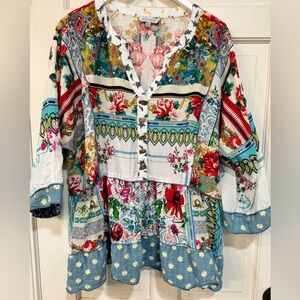 Fun, Colorful John Mark top- size XL